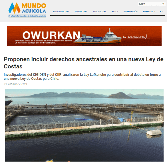 Mundoacuicola.cl: Proponen incluir derechos ancestrales en una nueva Ley de Costas