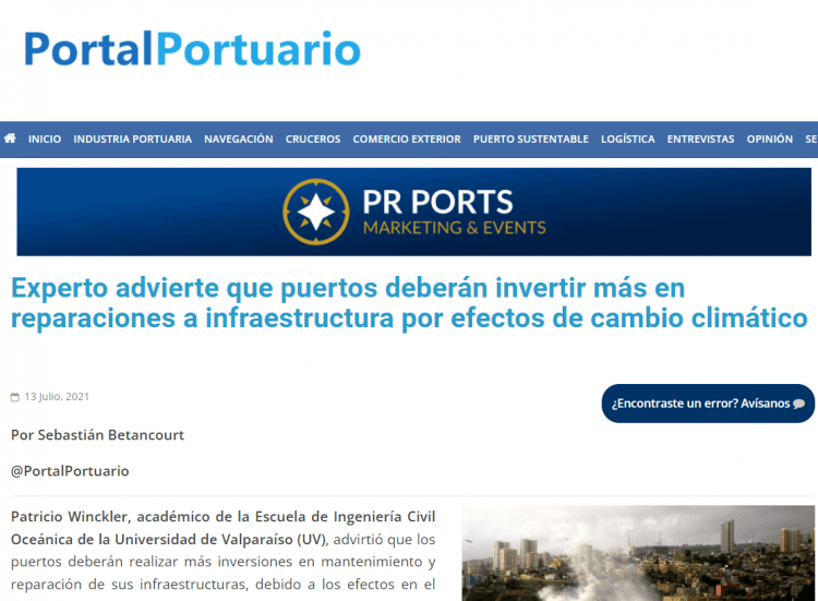 Portalportuario.cl: Experto advierte que puertos deberán invertir más en reparaciones a infraestructura por efectos de cambio climático