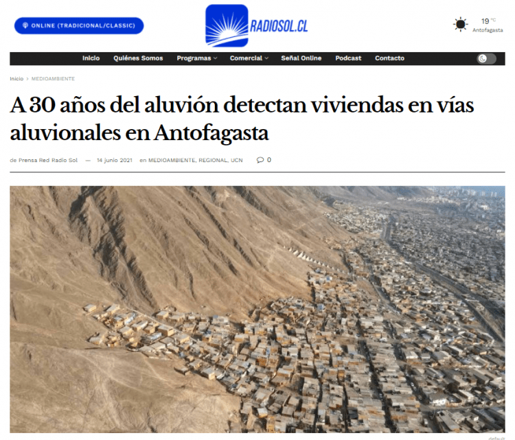 Radiosol.cl: A 30 años del aluvión detectan viviendas en vías aluvionales en Antofagasta