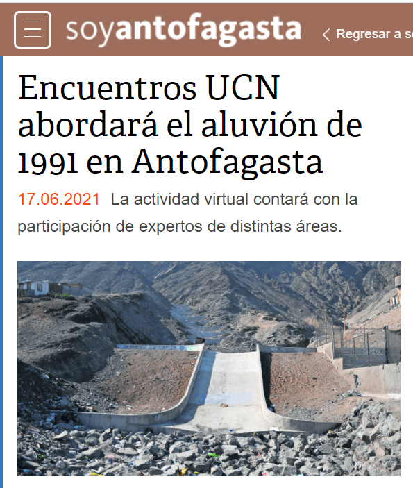SoyChile.cl: Encuentros UCN abordará el aluvión de 1991 en Antofagasta