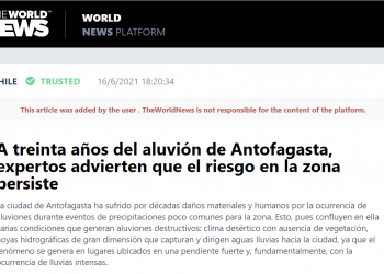 Theworldnews.net: A treinta años del aluvión de Antofagasta, expertos advierten que el riesgo en la zona persiste