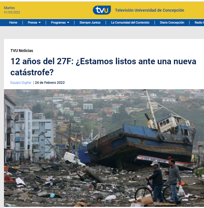 TVU.cl – 12 años del 27F: ¿Estamos listos ante una nueva catástrofe?