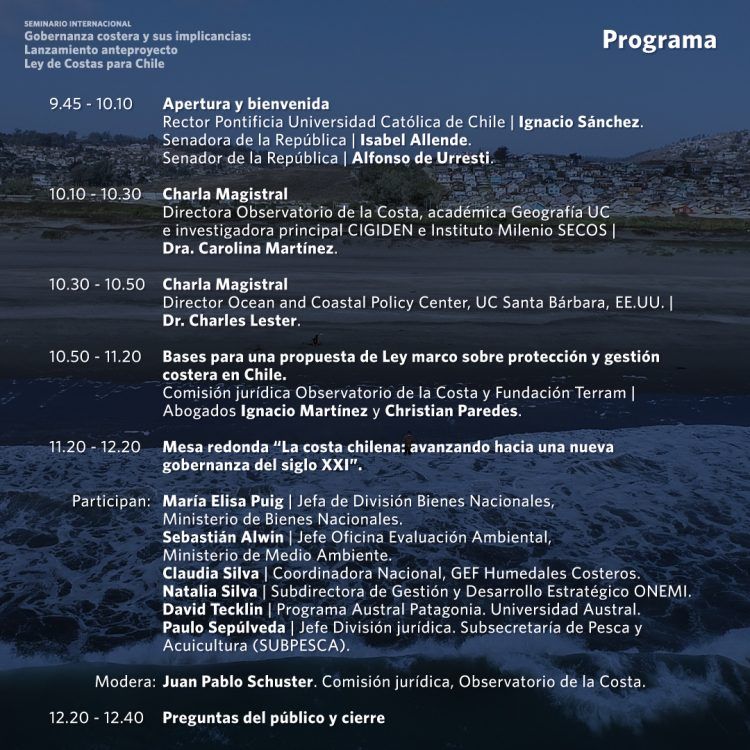 Seminario Internacional “Gobernanza costera y sus implicancias: Lanzamiento anteproyecto Ley de Costas para Chile”