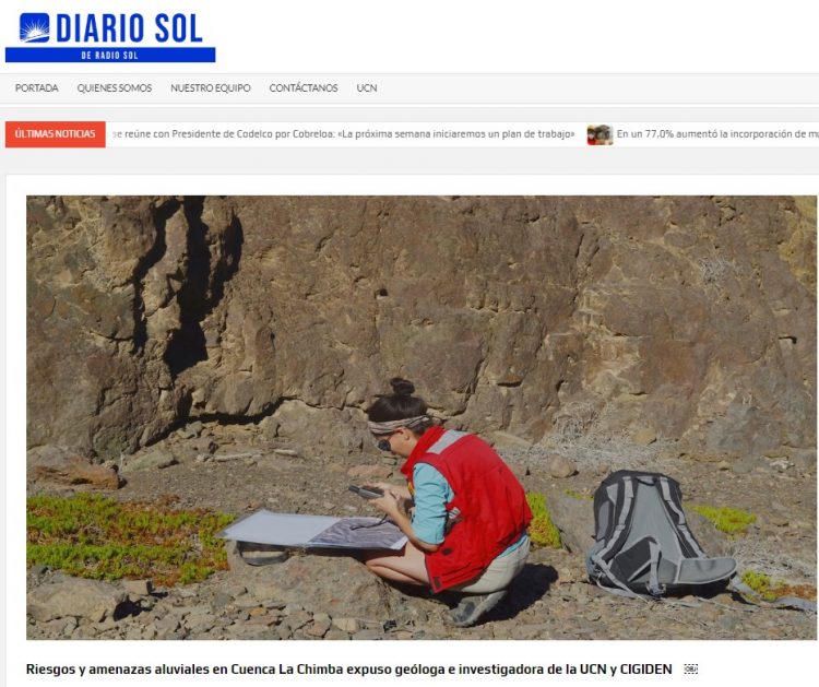 Diario Sol: Riesgos y amenazas aluviales en Cuenca La Chimba expuso geóloga e investigadora de la UCN y CIGIDEN