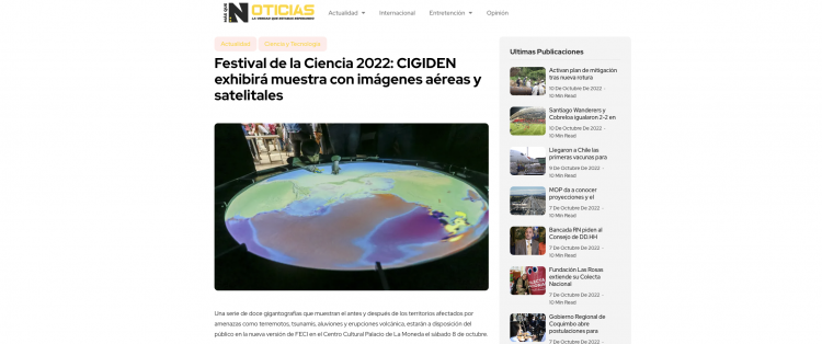 Festival de la Ciencia 2022: CIGIDEN exhibirá muestra con imágenes aéreas y satelitales