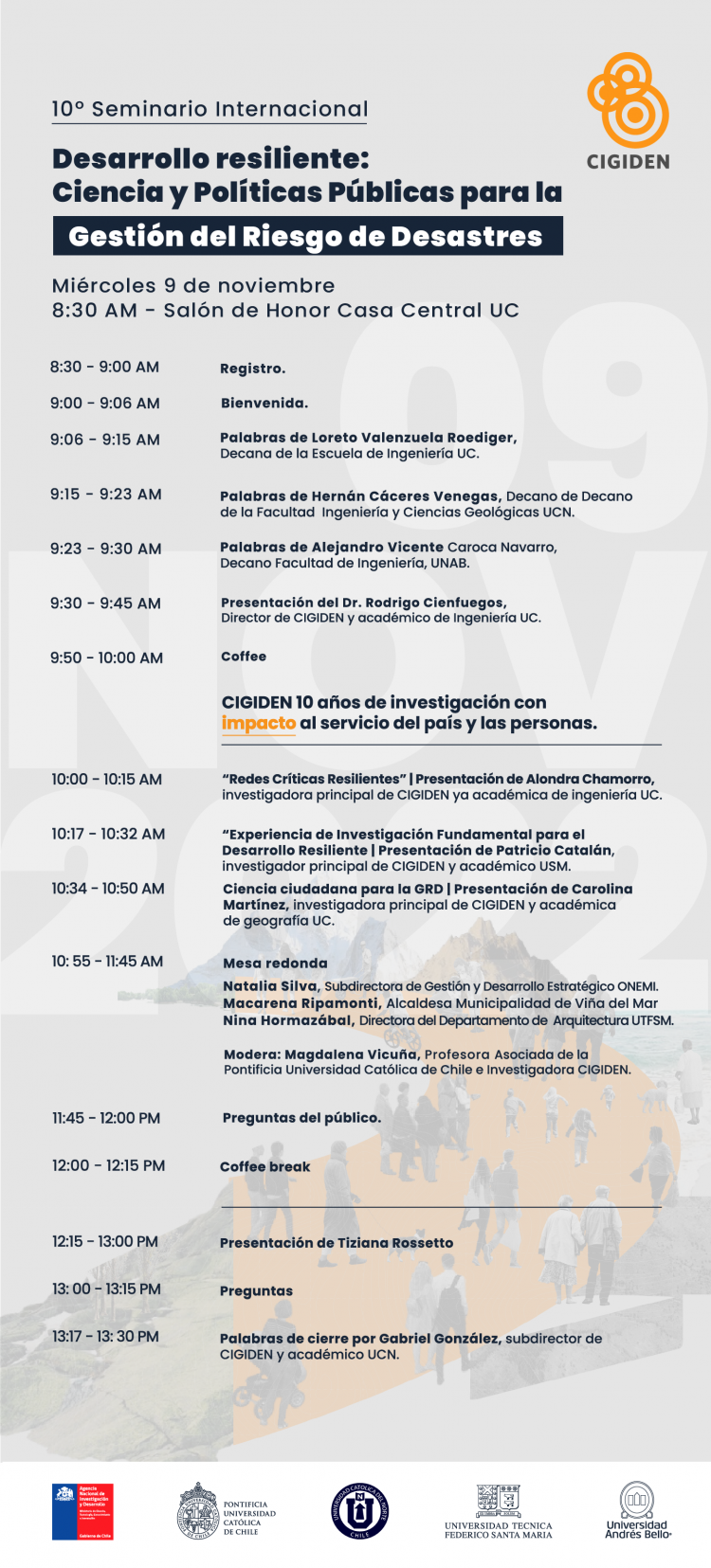 Seminario sobre desarrollo resiliente contará con destacada participación femenina