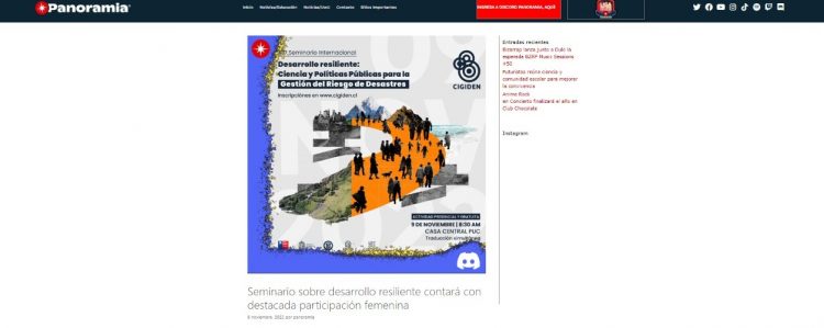 Panoramia.cl | Seminario sobre desarrollo resiliente contará con destacada participación femenina