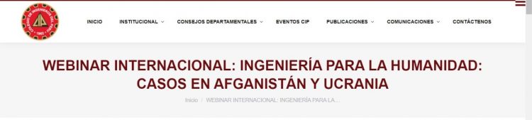 Cip.org.pe | Webinar internacional: Ingenería para la humanidad: Casos en Afganistán y Ucrania