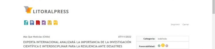 Litoralpress.cl | Experta internacional analizará la importancia de la investigación científica e interdisciplinar para la resiliencia ante desastres