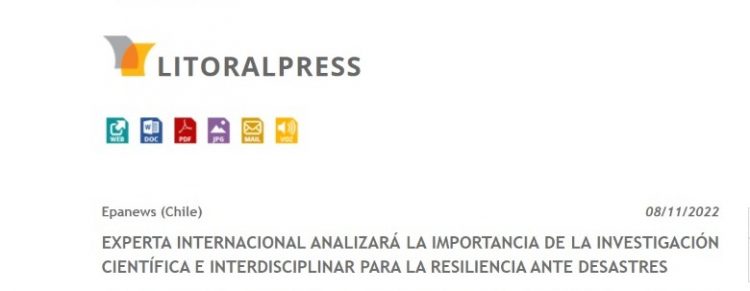 Litoralpress.cl | Experta internacional analizará la importancia de la investigación científica e interdisciplinar para la resiliencia ante desastres