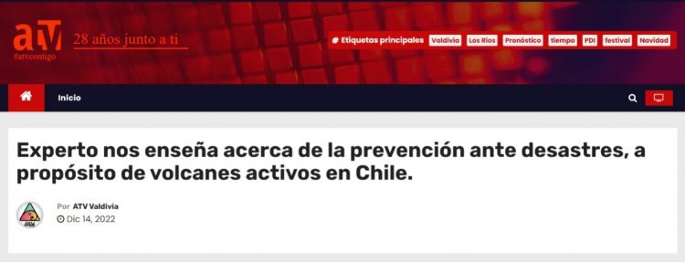 ATV Valdivia | Experto nos enseña acerca de la prevención ante desastres, a propósito de volcanes activos en Chile