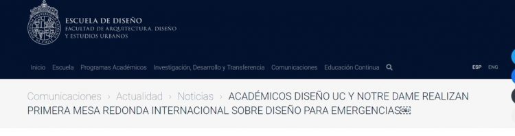 Diseño UC | Académicos Diseño UC y Notre Dame realizan primera mesa redonda internacional sobre diseño para emergencias
