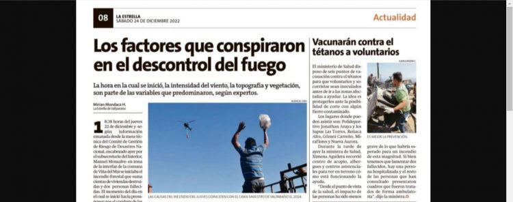 La Estrella de Valparaíso | Los factores que conspiraron en el descontrol del fuego