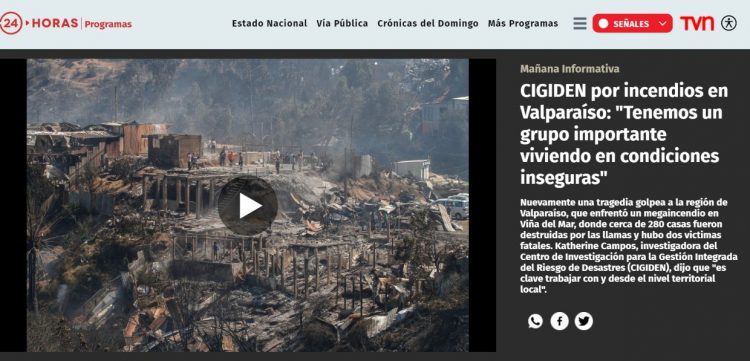 24 Horas | CIGIDEN por incendios en Valparaíso: «Tenemos un grupo importante viviendo en condiciones inseguras»