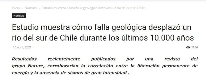 Ciencia en Chile | Estudio muestra cómo falla geológica desplazó un río del sur de Chile durante los últimos 10.000 años