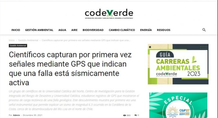 CodexVerde | Científicos capturan por primera vez señales mediante GPS que indican que una falla está sísmicamente activa