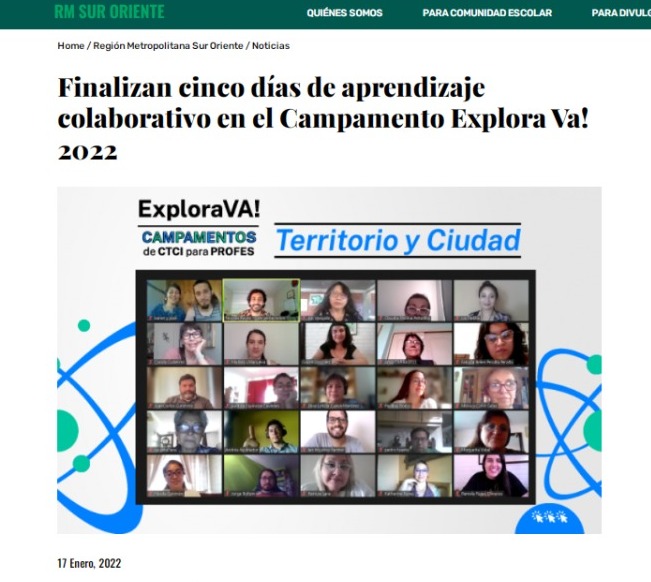 Explora | Finalizan cinco días de aprendizaje colaborativo en el Campamento Explora Va! 2022