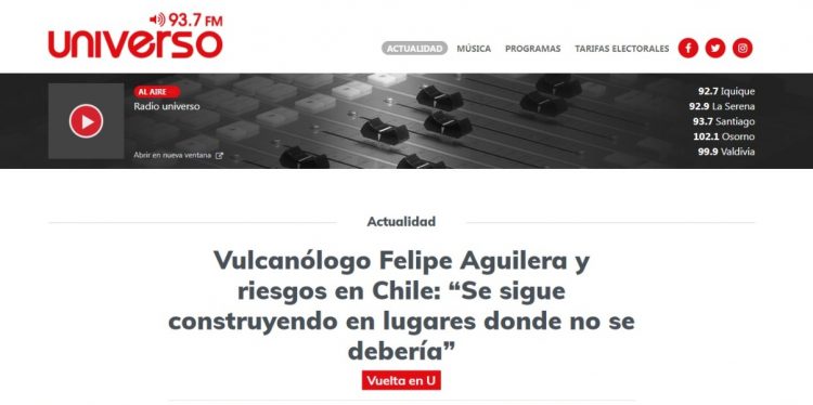 Universo FM | Vulcanólogo Felipe Aguilera y riesgos en Chile: “Se sigue construyendo en lugares donde no se debería”