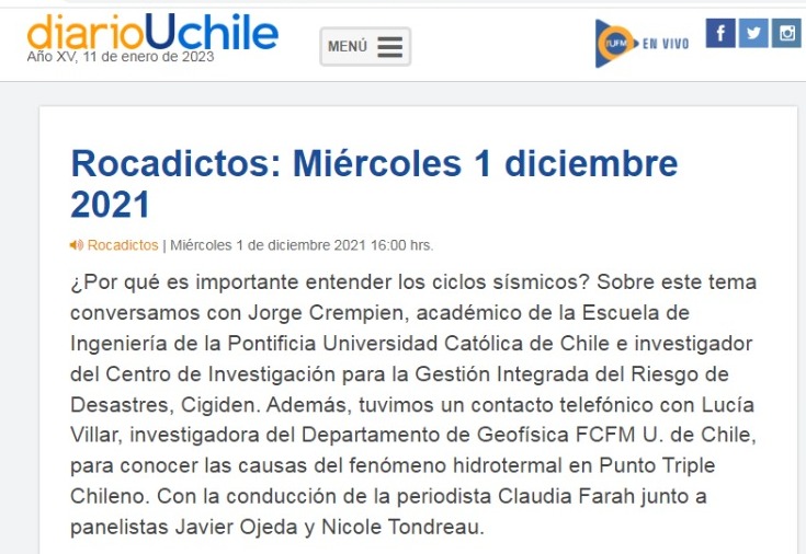 diarioUchile | Rocadictos: ¿Por qué es importante entender los ciclos sísmicos?