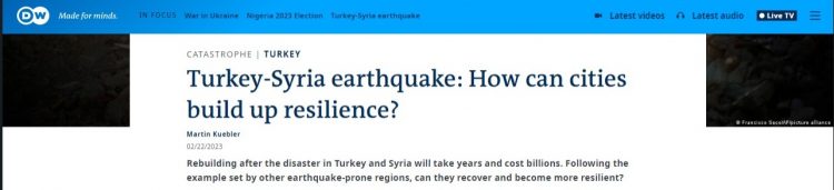 Deutsche Welle | Turkey-Syria earthquake: How can cities build up resilience?