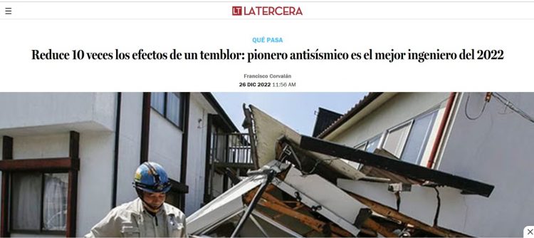 La Tercera | Reduce 10 veces los efectos de un temblor: pionero antisísmico es el mejor ingeniero del 2022