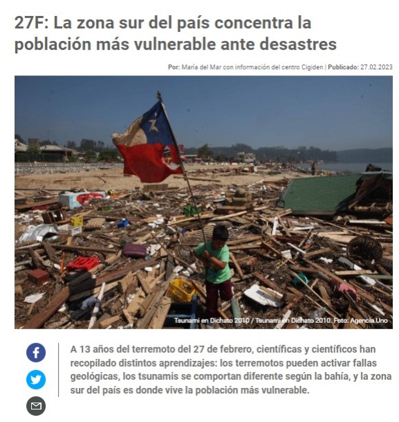 El Desconcierto | 27F: La zona sur del país concentra la población más vulnerable ante desastres