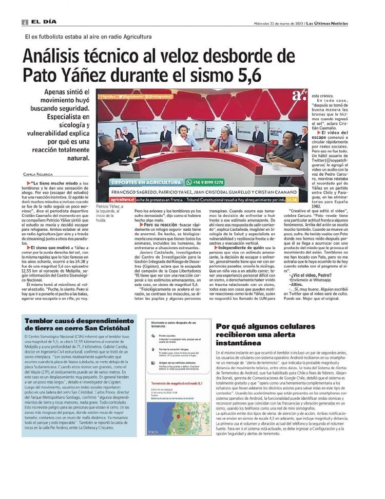 LUN | Temblor causó desprendimiento de tierra en San Cristóbal