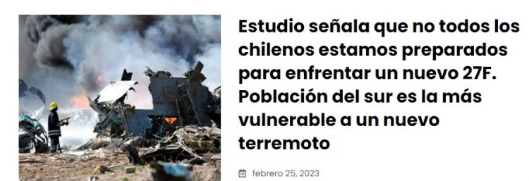 Publimicro | Estudio señala que no todos los chilenos estamos preparados para enfrentar un nuevo 27F. Población del sur es la más vulnerable a un nuevo terremoto