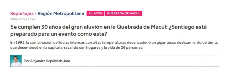 CHV | Se cumplen 30 años del gran aluvión en la Quebrada de Macul: ¿Santiago está preparado para un evento como este?