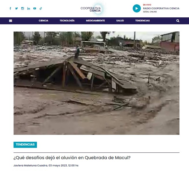 Cooperativa Ciencias | ¿Qué desafíos dejó el aluvión en Quebrada de Macul?