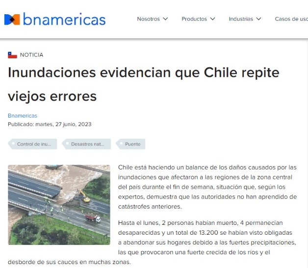 BNAmericas | Inundaciones evidencian que Chile repite viejos errores