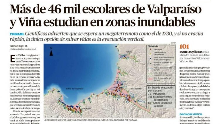El Mercurio de Valparaíso | Más de 46 mil escolares de Valparaíso y Viña estudian en zonas inundables