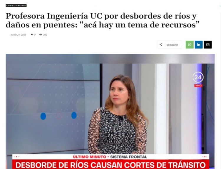 Infraestructura Pública | Profesora Ingeniería UC por desbordes de ríos y daños en puentes: “acá hay un tema de recursos”