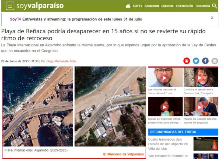 Soy Valparaíso | Playa de Reñaca podría desaparecer en 15 años si no se revierte su rápido ritmo de retroceso