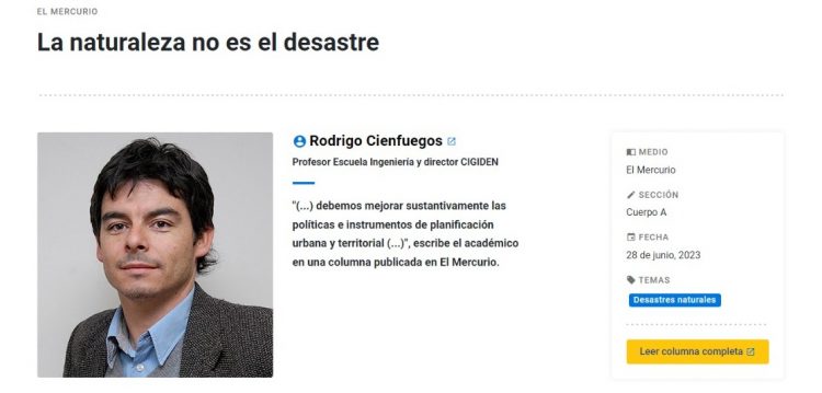 UC Academia en los medios | La naturaleza no es el desastre