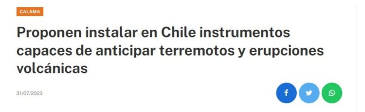 Calama en línea | Proponen instalar en Chile instrumentos capaces de anticipar terremotos y erupciones volcánicas