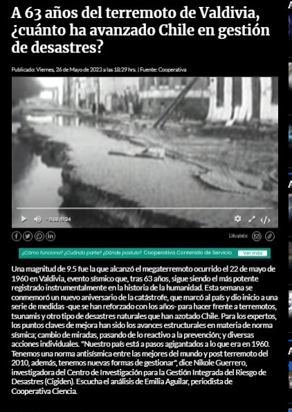 Cooperativa | A 63 años del terremoto de Valdivia, ¿cuánto ha avanzado Chile en gestión de desastres?