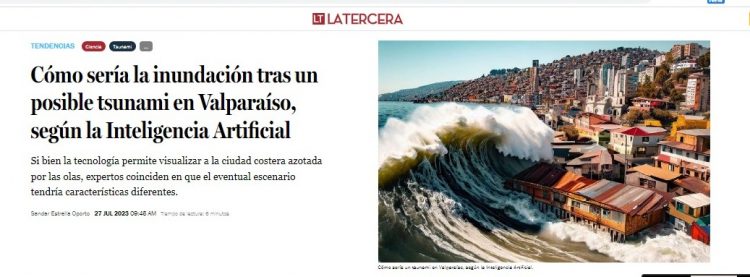 La Tercera | Cómo sería la inundación tras un posible tsunami en Valparaíso, según la Inteligencia Artificial