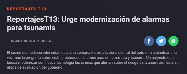 T13 | ReportajesT13: Urge modernización de alarmas para tsunamis