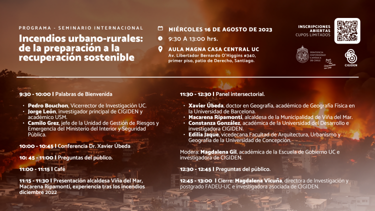 Seminario abordará estrategias para gestionar el riesgo de incendio forestal en la zona rural-urbana