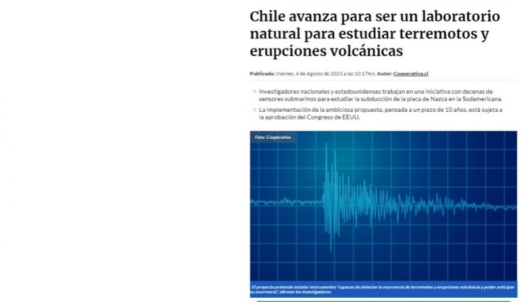 Cooperativa | Chile avanza para ser un laboratorio natural para estudiar terremotos y erupciones volcánicas
