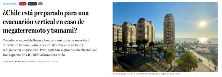 La Tercera | ¿Chile está preparado para una evacuación vertical en caso de megaterremoto y tsunami?