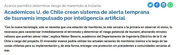 U de Chile | Académicos U. de Chile crean sistema de alerta temprana de tsunamis impulsado por inteligencia artificial