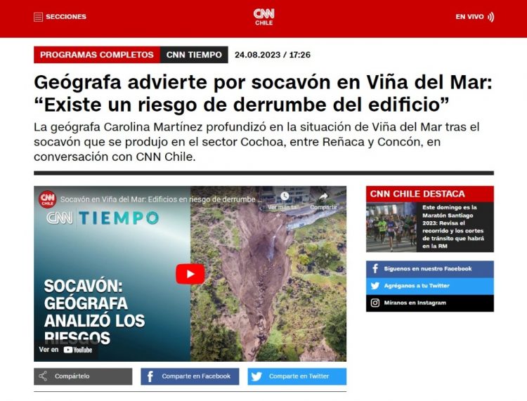 CNN | Geógrafa advierte por socavón en Viña del Mar: “Existe un riesgo de derrumbe del edificio”