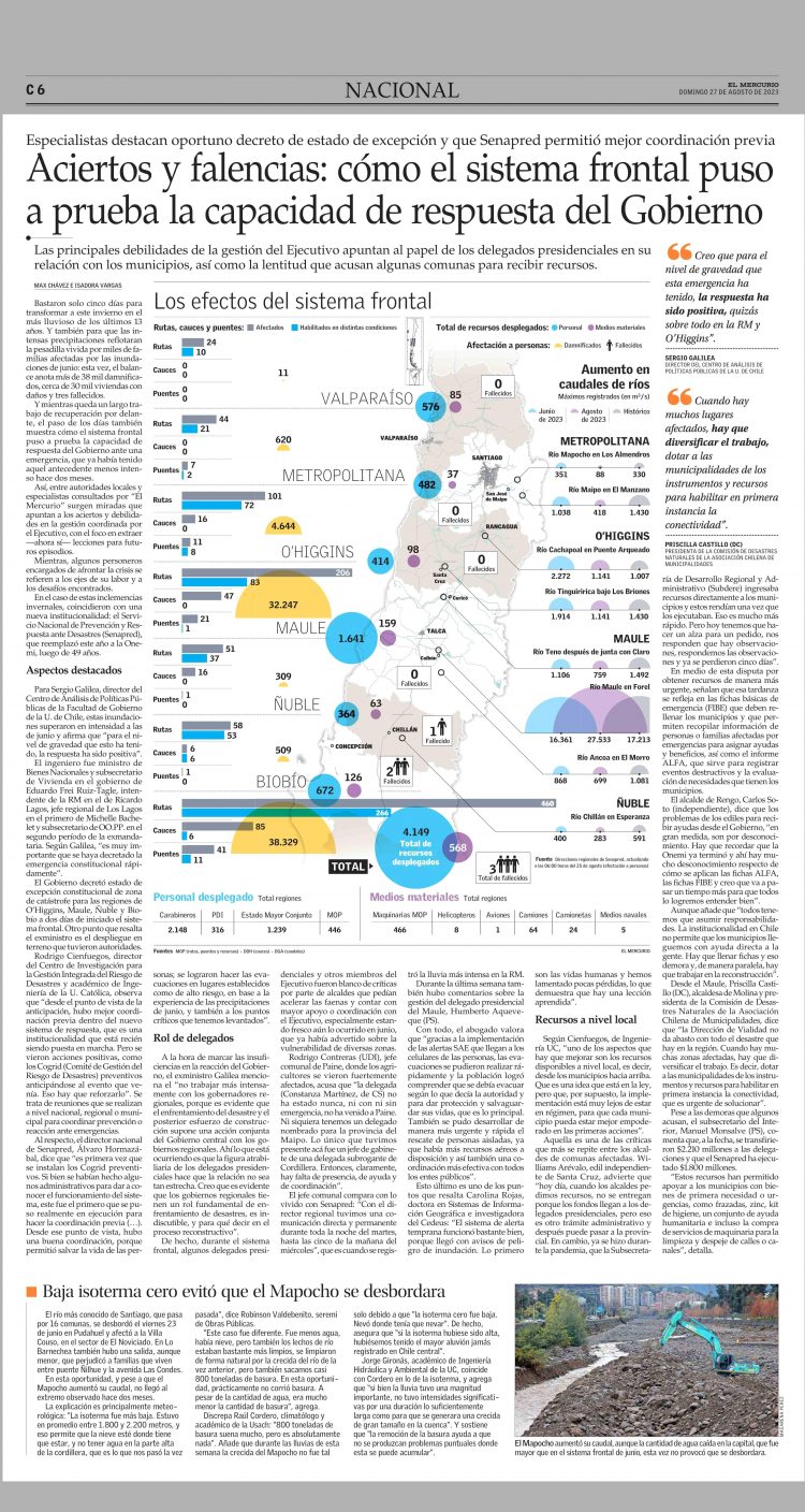 El Mercurio | Aciertos y falencias: cómo el sistema frontal puso a prueba la capacidad de respuesta del Gobierno