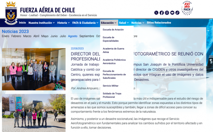 FACH | DIRECTOR DEL SERVICIO AEROFOTOGRAMÉTRICO SE REUNIÓ CON PROFESIONALES DEL CIGIDEN