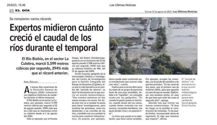 LUN | Expertos midieron cuánto creció el caudal de los ríos durante el temporal