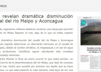 Litoralpress | Estudios revelan dramática disminución del caudal del río Maipo y Aconcagua