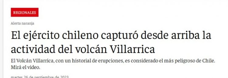 ANB | El ejército chileno capturó desde arriba la actividad del volcán Villarrica