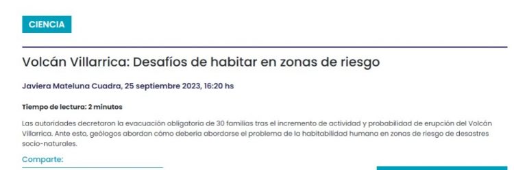 Cooperativa Ciencia | Volcán Villarrica: Desafíos de habitar en zonas de riesgo
